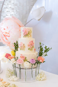 Sculpted Florals Wedding Cake