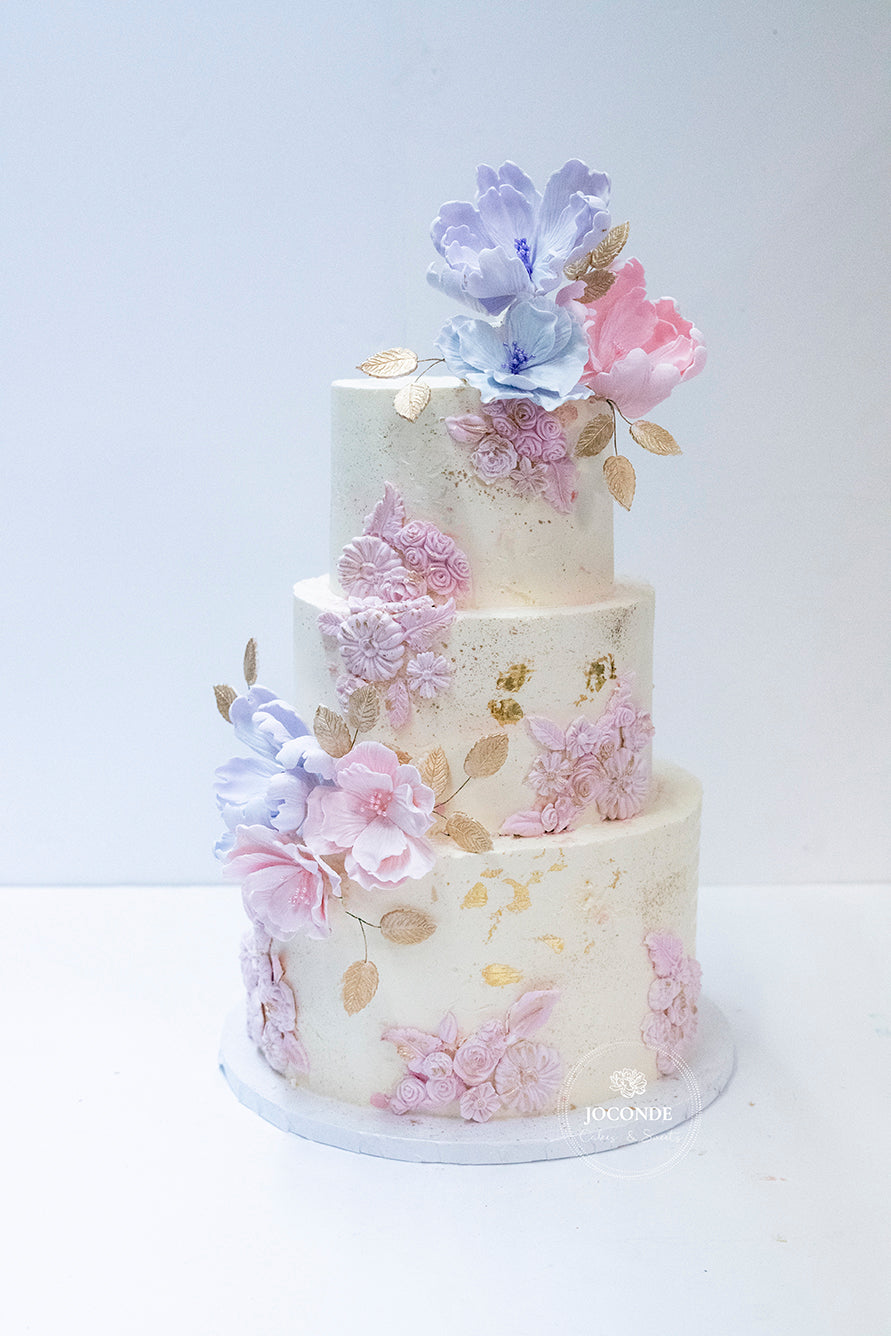 Coloured Bas Relief Wedding Cake