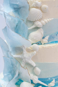 Seaside Hues Wedding Cake