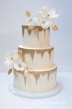 Load image into Gallery viewer, Gold Brushed Wedding Cake

