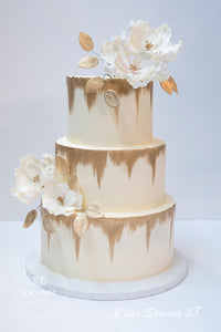 Gold Brushed Wedding Cake