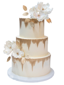 Gold Brushed Wedding Cake