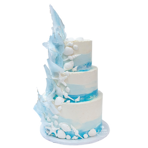 Seaside Hues Wedding Cake