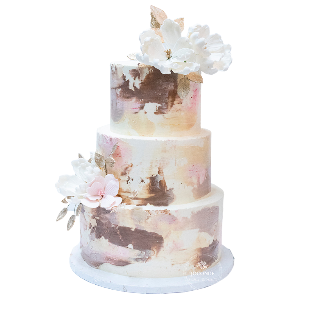 Ivory and burgundy wedding cake - Decorated Cake by - CakesDecor